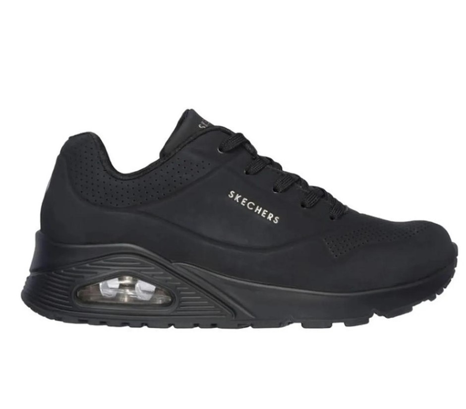 SKECHERS Women's Uno Stand-On-Air Leather Sneaker, Size US6.5, Black. NB: h
