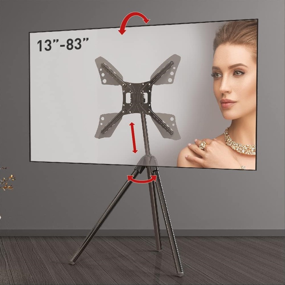 BARKAN 13 to 83-Inch Elegant Tripod Floor Stand TV Mount, Black.