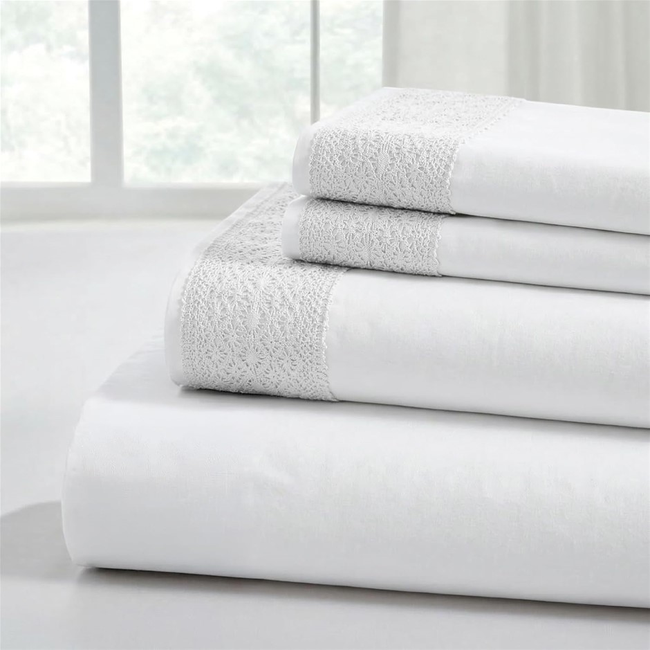MODERN THREADS Soft Microfiber Crochet Lace Sheets - Luxurious Microfiber B