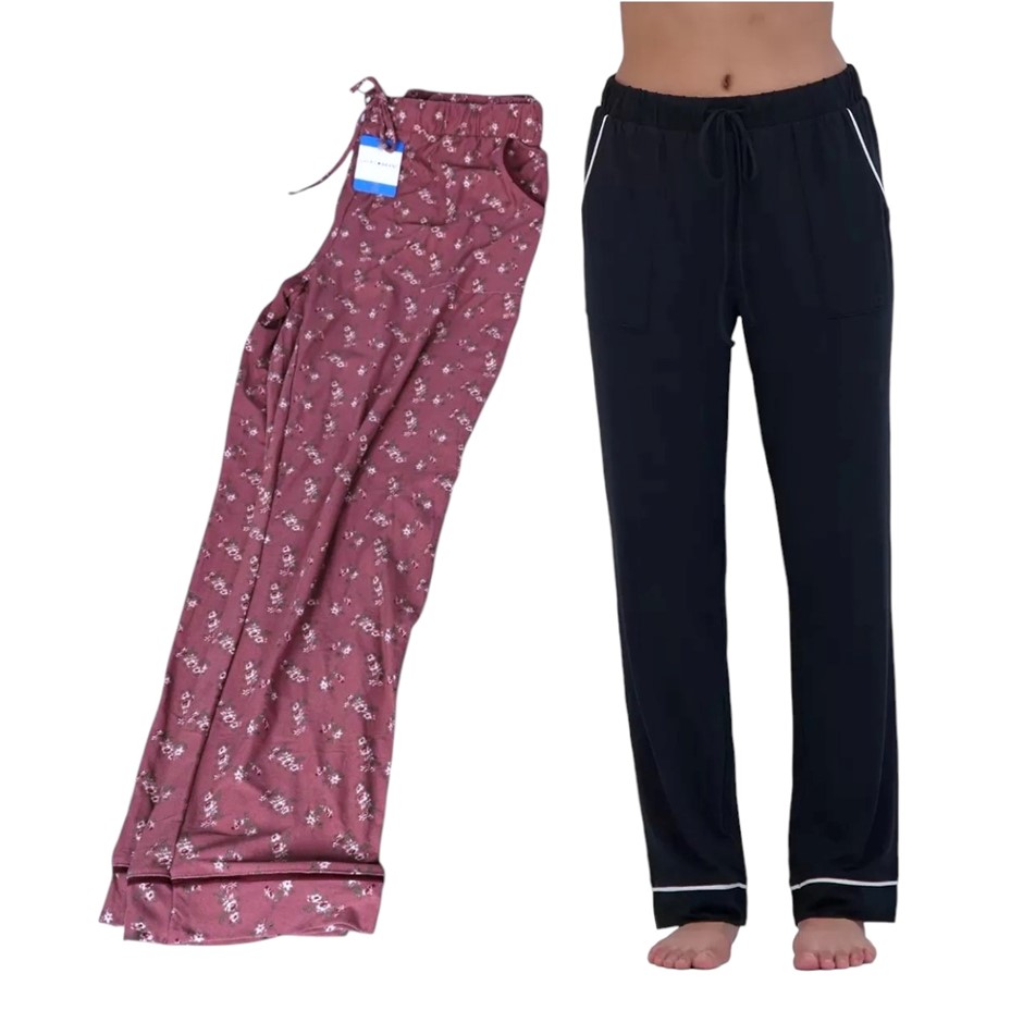 2-Pack LUCKY BRAND Women's Lounge Pants, Size M, Black/Botanical Daisy. Bu