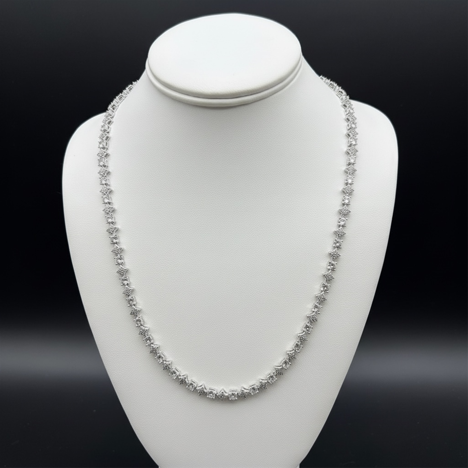 Silver-Filled 6mm Tennis Star Necklace with AAA+ Cubic Zirconia's- 55.8cm