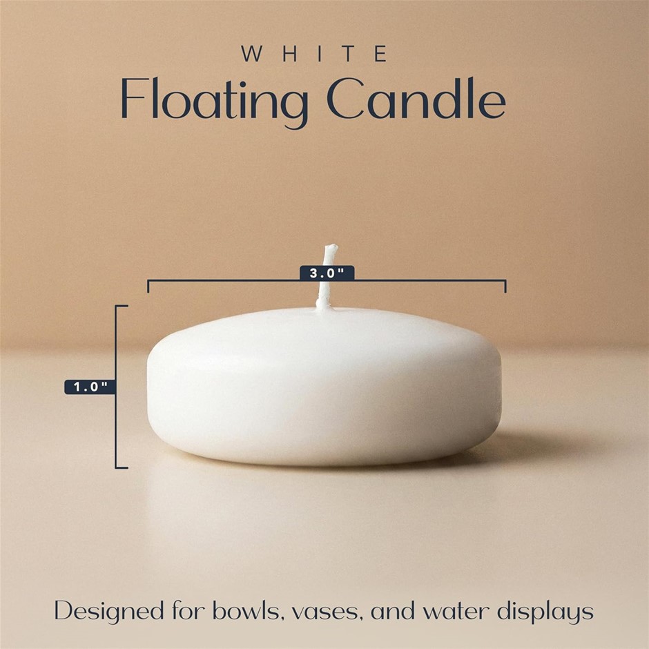 ROYAL IMPORTS 10 Hour Floating Candles, 3” White Unscented Dripless Wax Dis