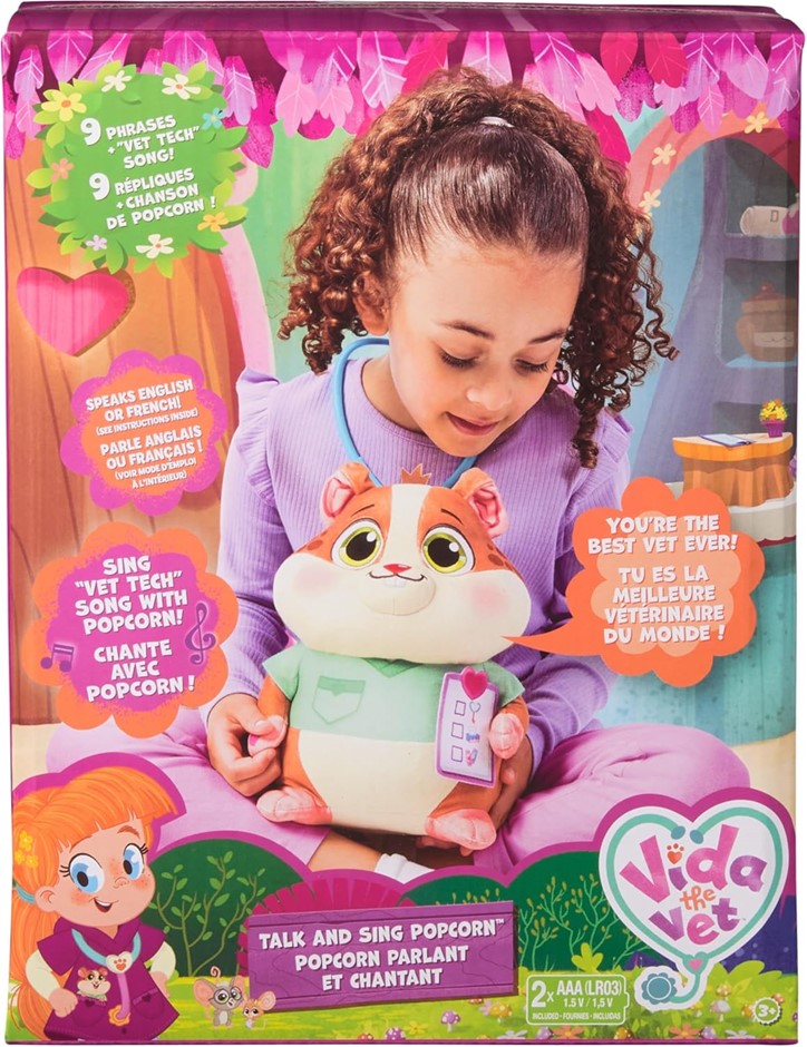 2 X VIDA THE VET Popcorn Talking Plush Toy, 23-cm Tall Electronic Stuffed A