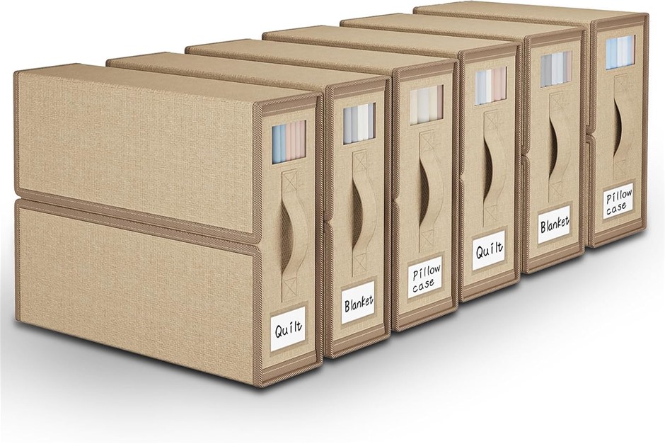 NAMIX 6 Pack Bed Sheet Organiser and Storage Boxes for Linen Closet Organis