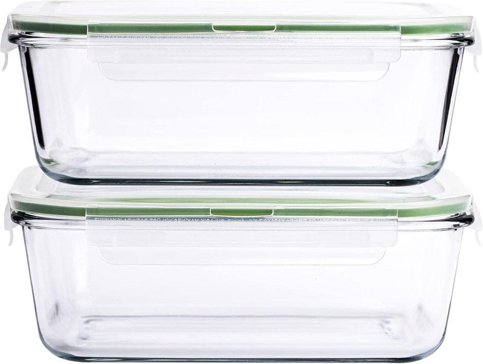 AG TRADE 63 Oz 2 Pcs Large Glass Food Storage Containers. NB: Slightly dama