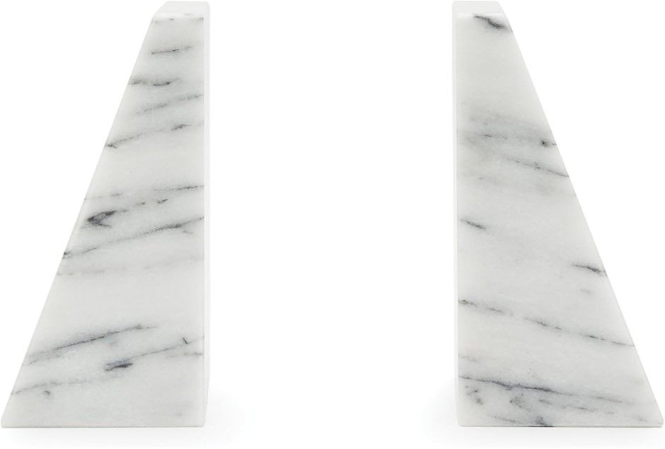 FOX RUN Triangular 100% Natural Polished White Marble Bookends 4 x 3 x 6 in