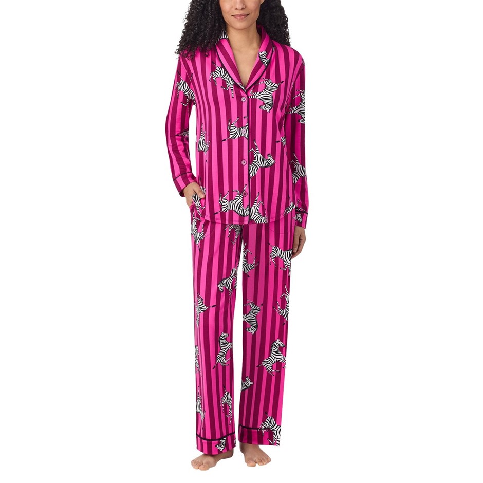ROOM SERVICE Women's 2pc Shawl Collar PJ Set, Size 2XL, Pink/Zebra. Buyers