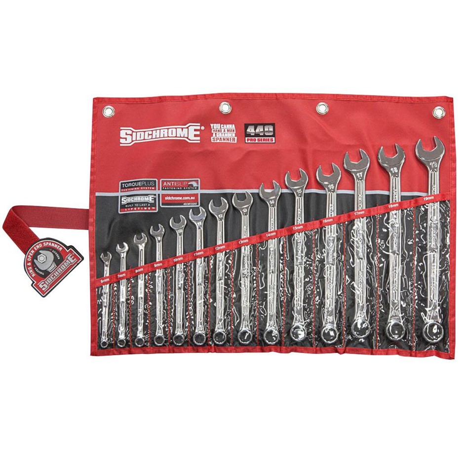 SIDCHROME 14pc 440 Pro Series Ring & Open End Metric Spanner Set. Content: