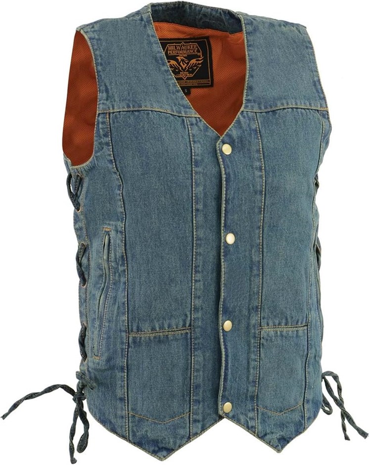 MILWAUKEE PERFORMANCE Men's 10 Pocket Denim Lace Vest, Size 5XL, DM1989. B