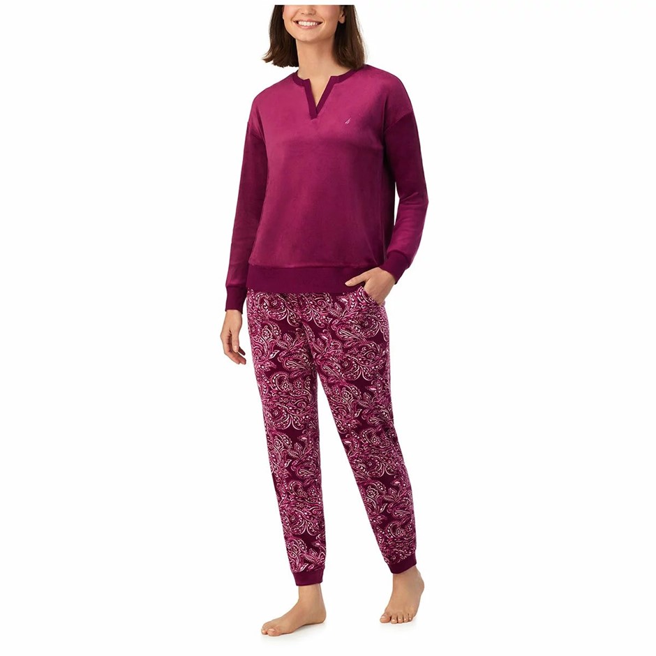 NAUTICA Women's 2pc Fleece PJ Set, Size 2XL, Fuchsia. Buyers Note - Discou