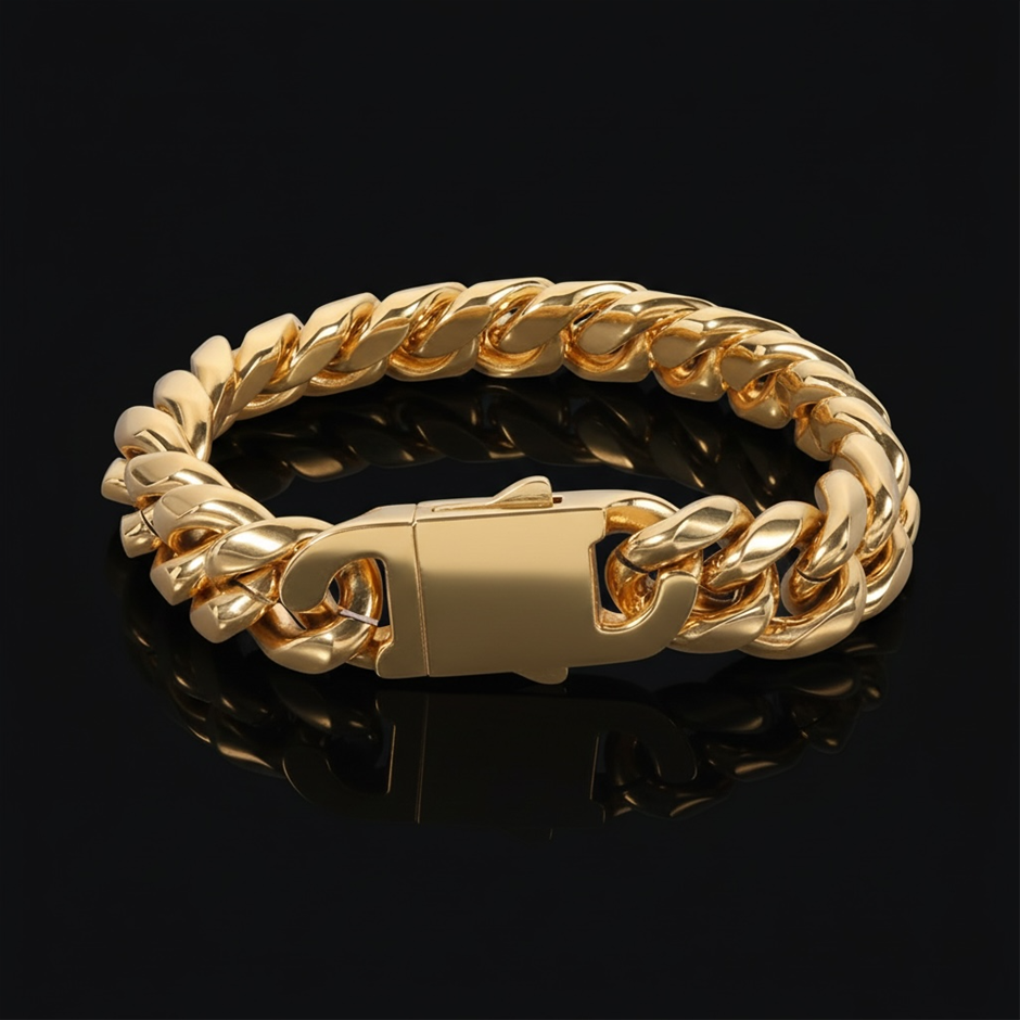 18K Gold-Filled Cuban Link Chain Bracelet, 16MM Wide - 19cm