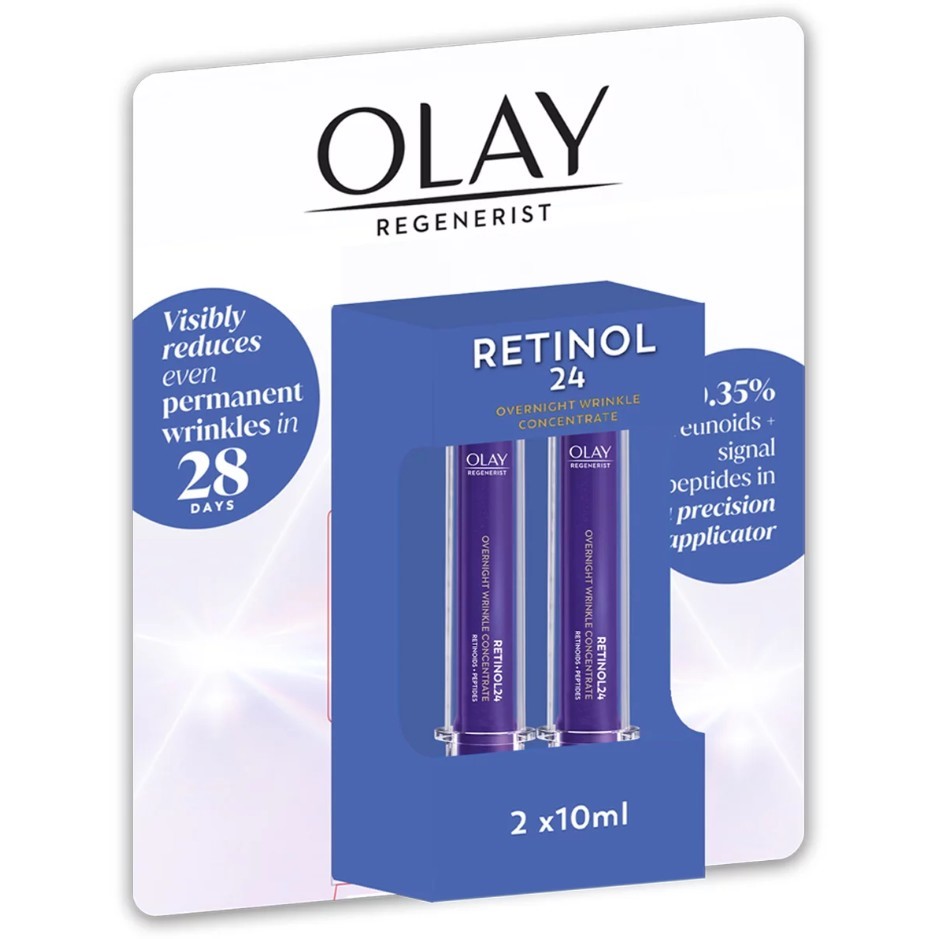OLAY Overnight Wrinkle Concentrate Retinol Pen, 2 x 10ml. N.B: Damaged pack