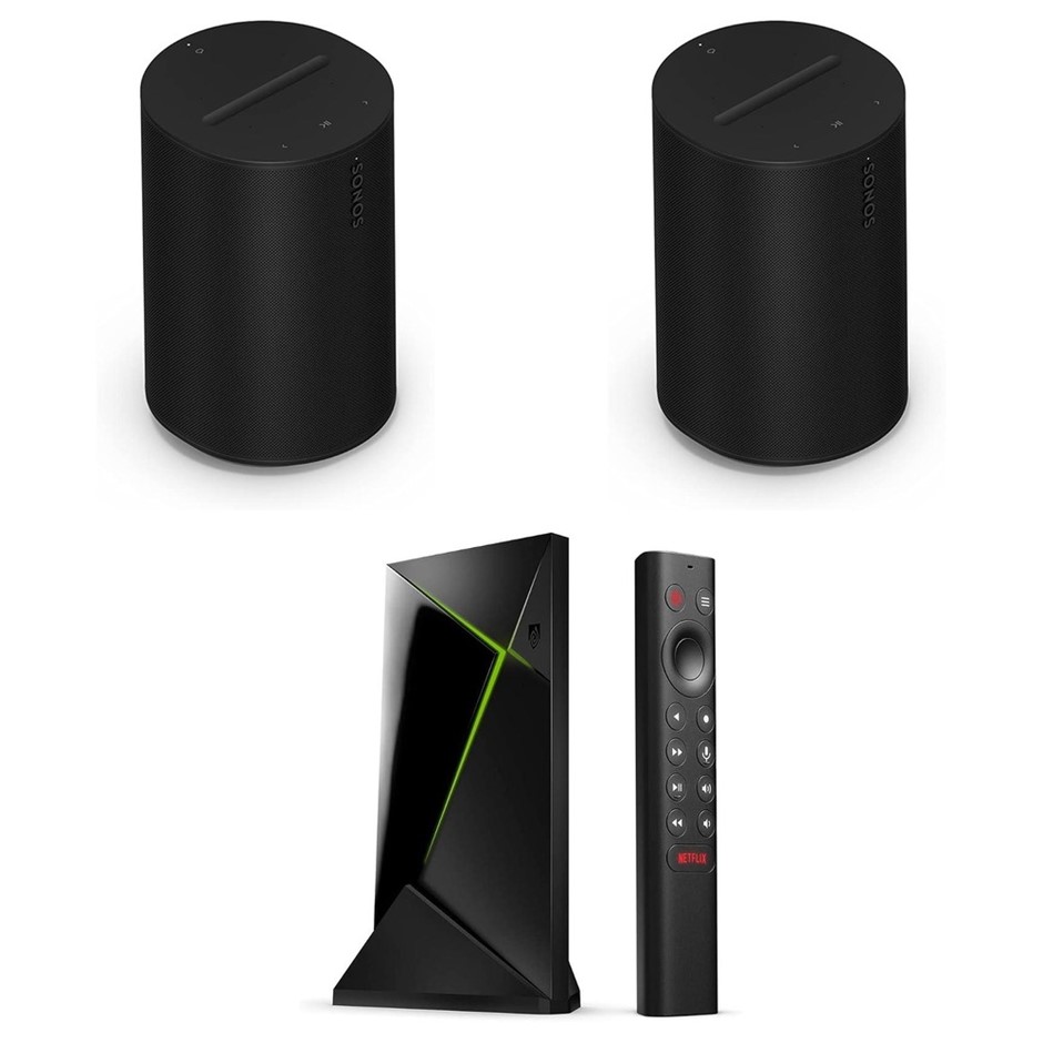 3 x Electronic Devices. 2 x SONOS Era 100 Speaker. 1 x NVIDIA Shield TV Pro