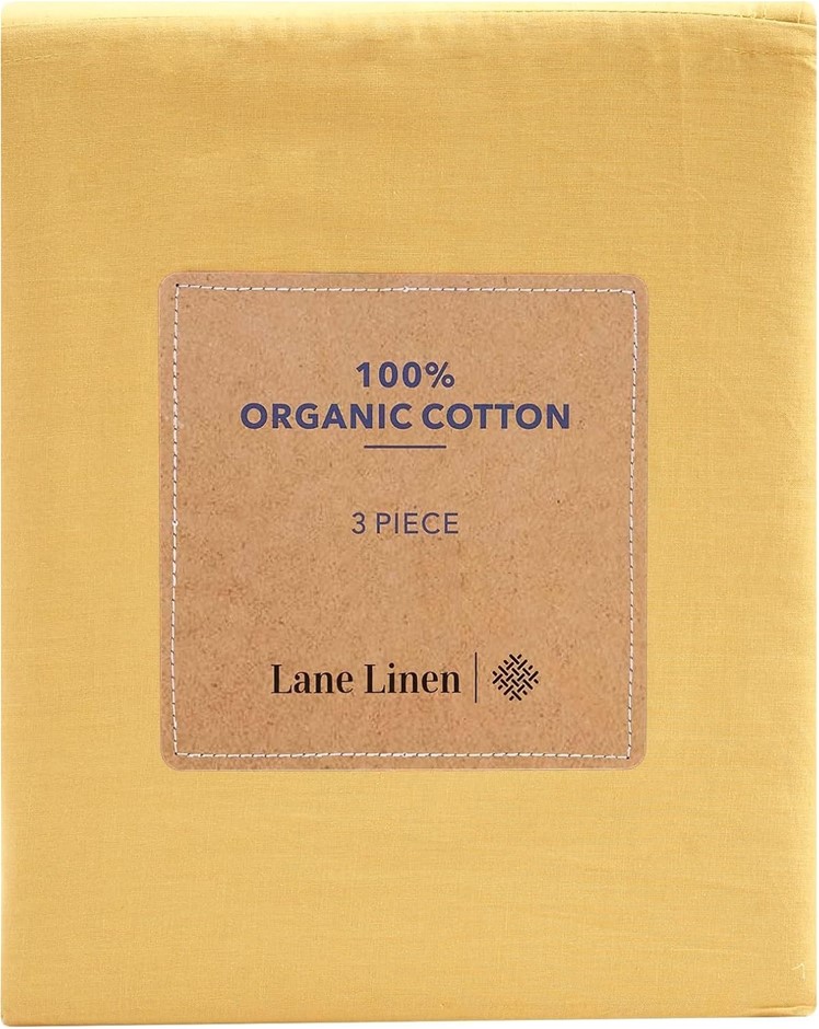 Lane Linen 100% Organic Cotton Duvet Cover 3-Piece Set (1 Duvet Cover, 2 Pi