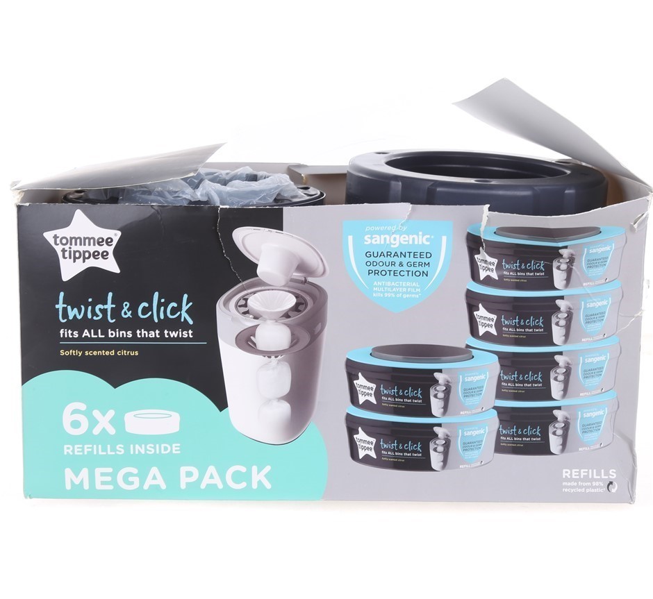 TOMMEE TIPPEE 6pk Twist & Click Refills. NB: Damaged packaging.