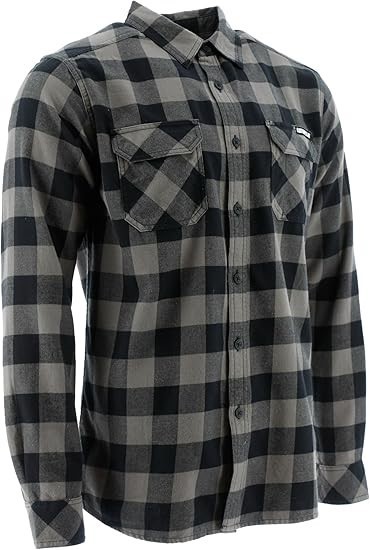 CATERPILLAR CAT Men's Plaid Shirt, Charcoal/Black, 2XL, 1020004. Buyers No