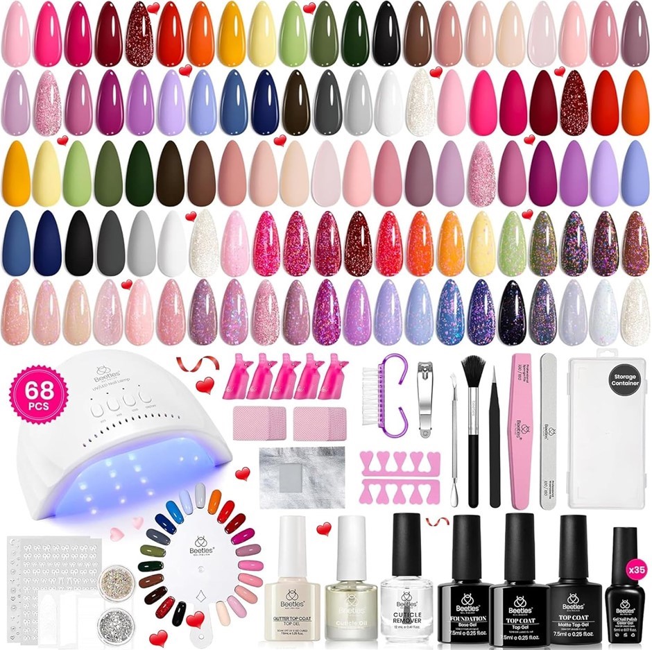 BEETLES Gel Nail Polish Kit With UV Light - 68PCS, 35 Colors