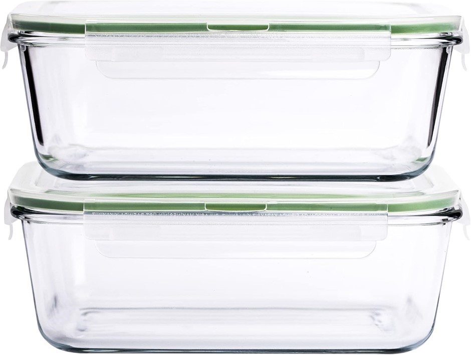 AG TRADE 63 Oz 2 Pcs Large Glass Food Storage Containers. NB: Slightly dama