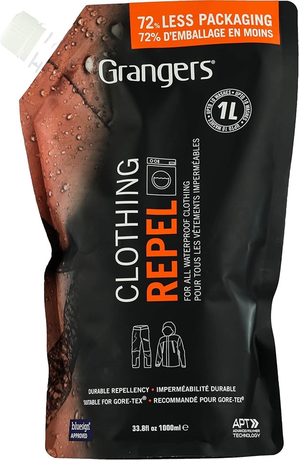 Grangers Clothing Repel | Eco Pouch | 1 Litre | Durable Waterproofer for al