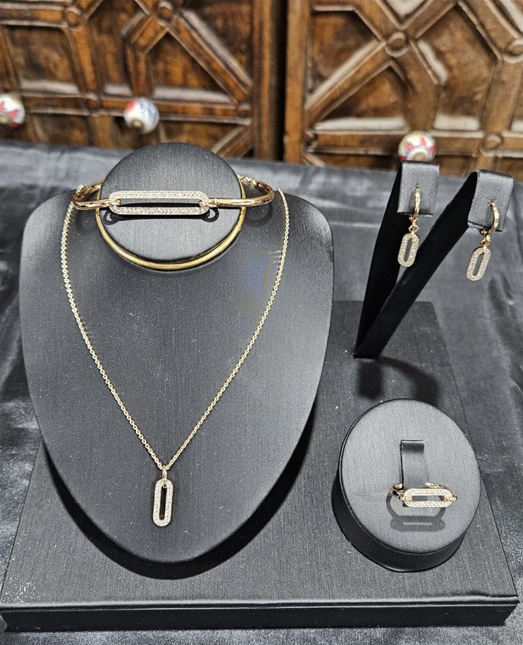 Set Bangle & Earrings & Ring & Pendant in 18k Rose Gold Filled -stamped