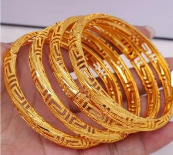 6pcs x 22K/ITALY Triple Yellow Gold Plated Bangles with stamp