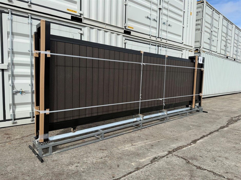 6m Dark Oak Electric Sliding Gate