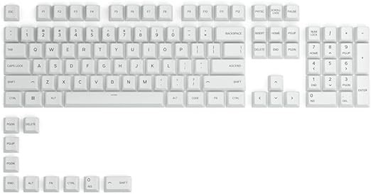 GLORIOUS GPBT Dye Sublimated Keycaps (Arctic White) - Thick PBT 114 Keycap