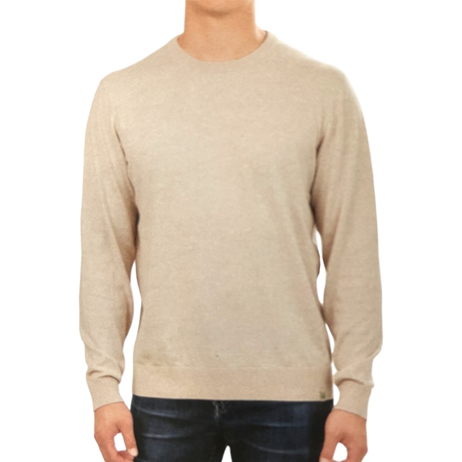TRUE NORTH Men's Sweater, Size XL, 60% Cotton, Beige. NB: minor shop soil.