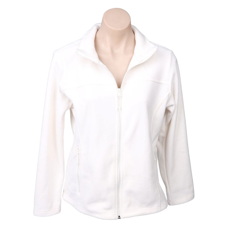 TUFF Women's Polar Fleece Jacket, Size M, White.