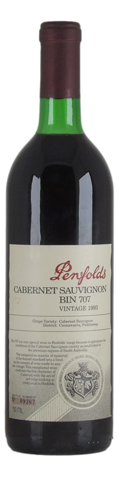 Penfolds Bin 707 Cabernet Sauvignon 1993 (1x 750mL) SA.