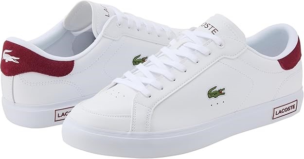 Lacoste Men's Powercourt 223 1 AU SMA Sneaker, White/Burgundy, 11 US