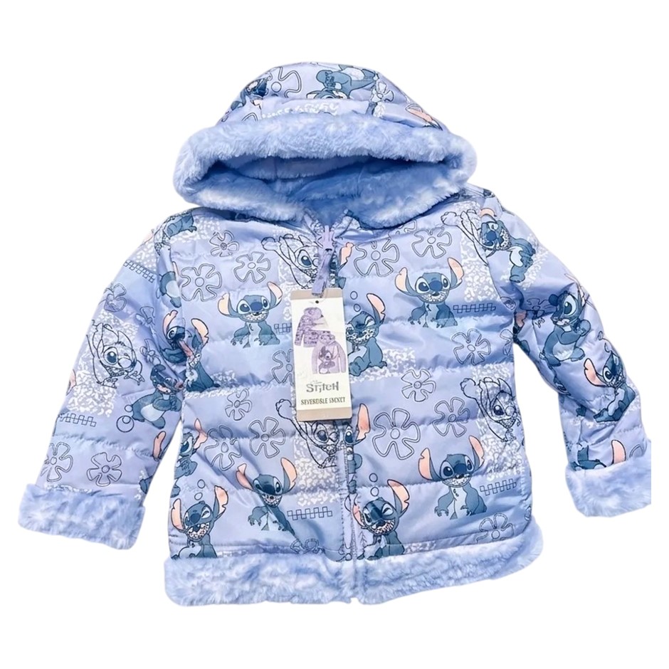 DISNEY Stitch Kids' Reversible Jacket, Size 5, Blue.