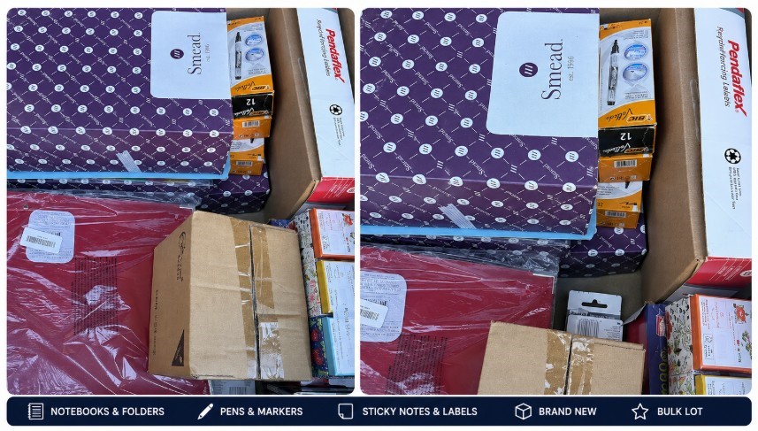 BOX OF ASSORTED STATIONERY & OFFICE SUPPLIES: Folders, Notebooks, Labels, C