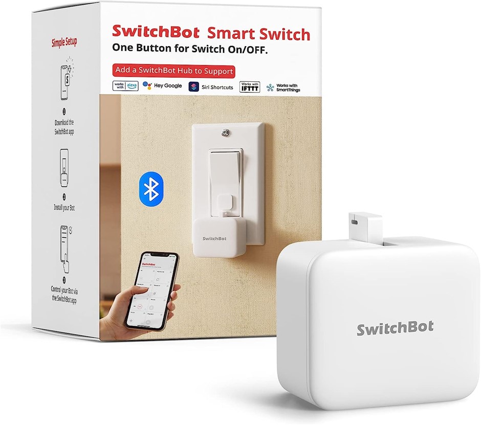 SWITCHBOT Smart Switch Button Pusher (White). NB: damaged packaging