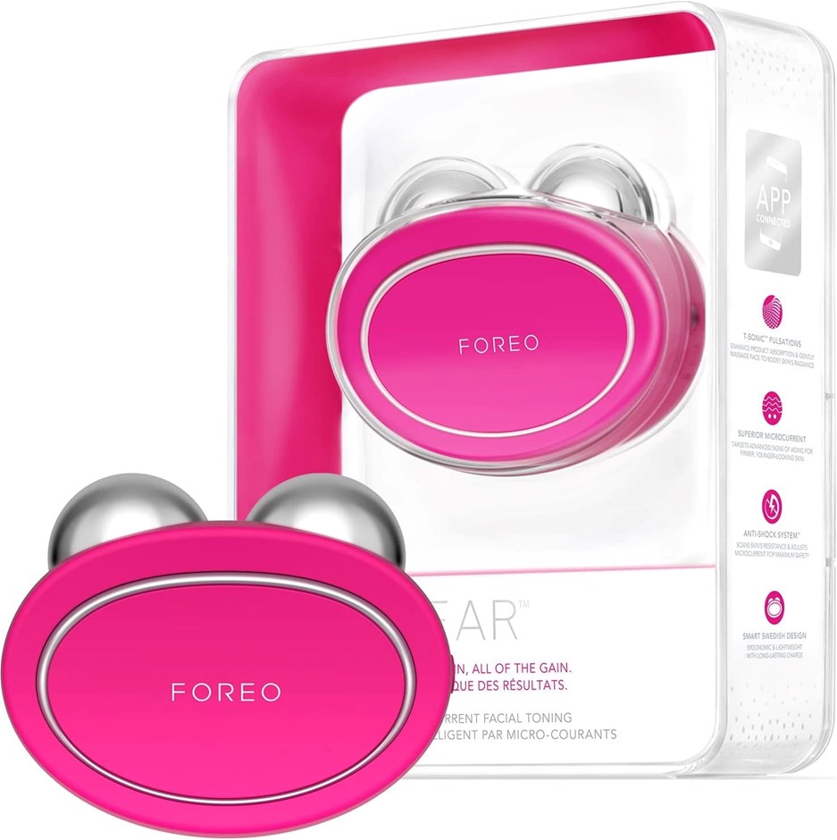 FOREO Bear Smart Microcurrent Facial Toning Device, Fuchsia Pink. NB: damag