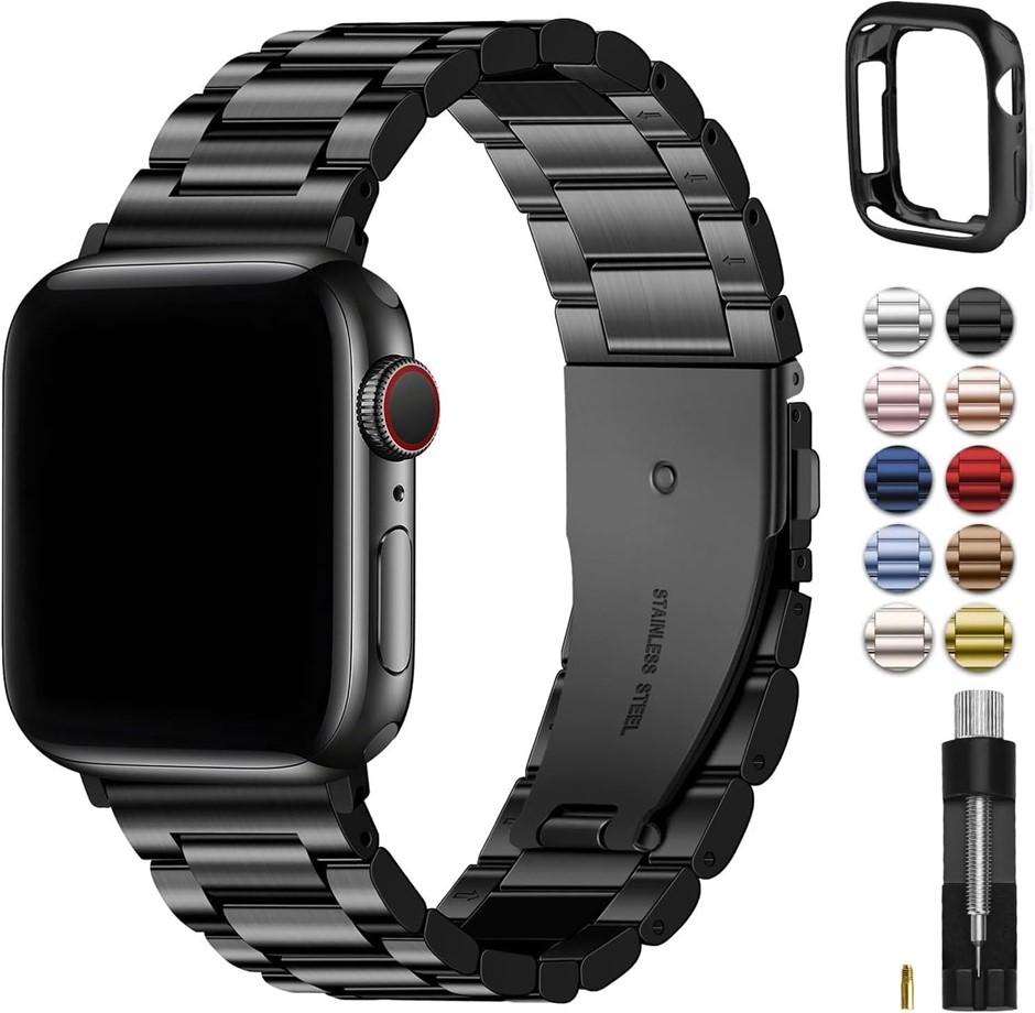 Fullmosa Metal Band with Case for Apple Watch 46mm Series 11 10 | Stainless