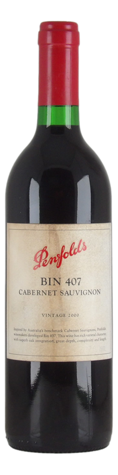 Penfolds Bin 407 Cabernet Sauvignon 2000 (1x 750mL), SA.