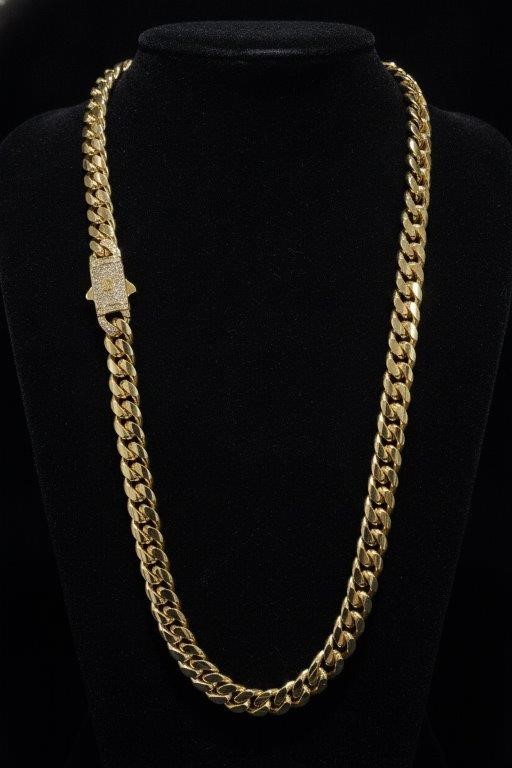 14K-Stamped Yellow Gold Filled Cuban Chain -50cm-12mm-Bonus Gift