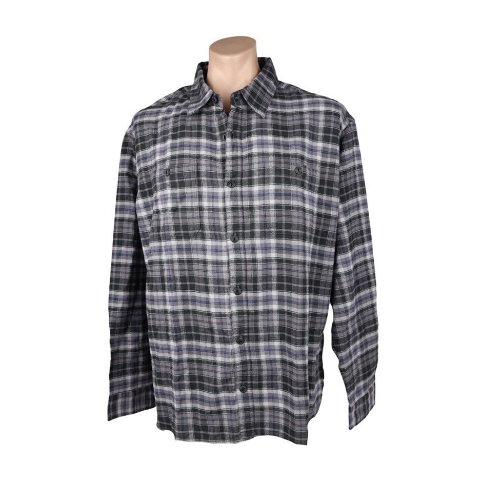 2 x JACHS Men's Flannel Shirt, Size XL, 100% Cotton, Grey/Blue. Buyers Not