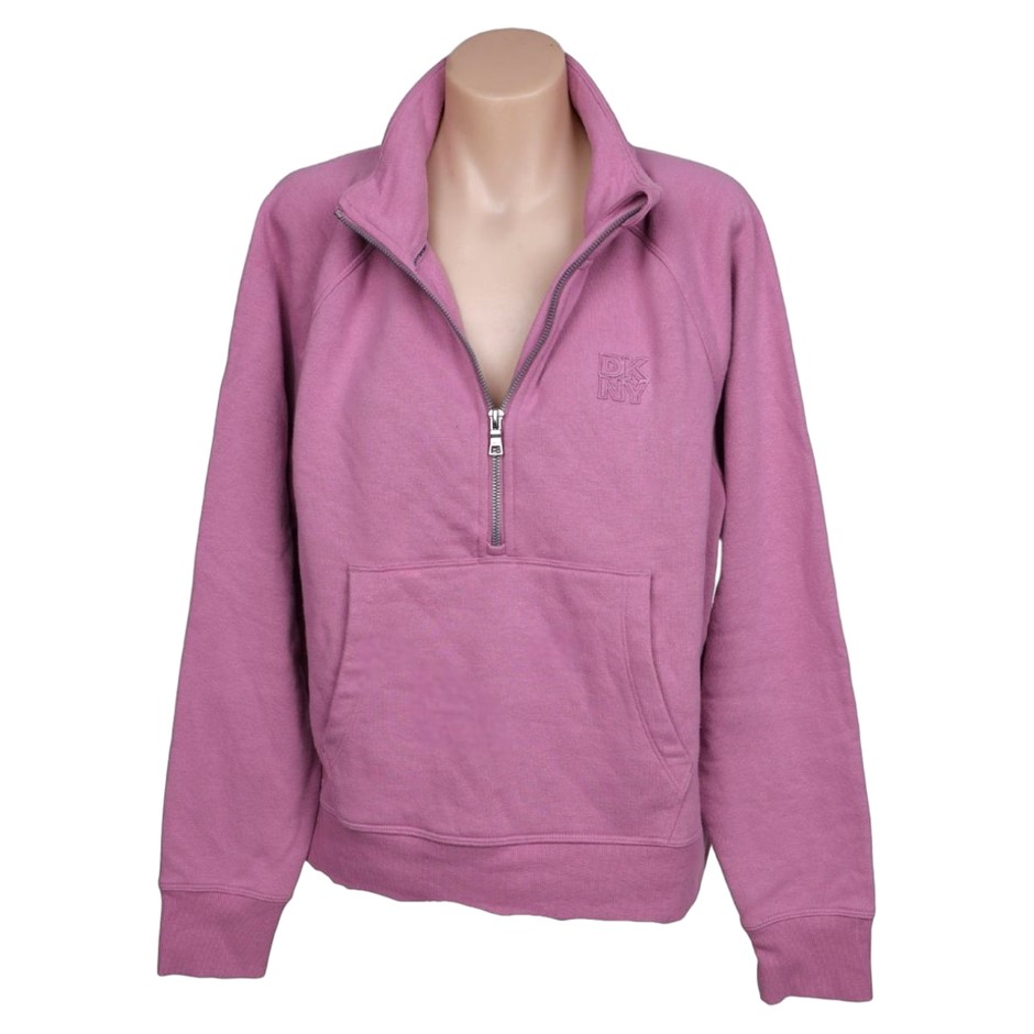 DKNY Women's Half Zip Fleece Sweatshirt, Size M, Dusty Orchid/Magenta. Buy