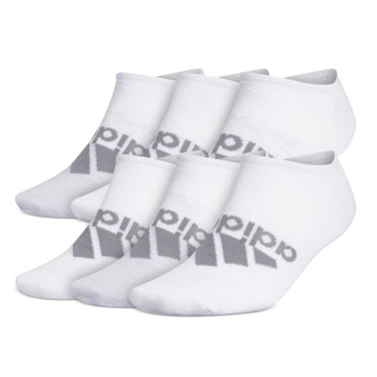 6 Pairs x ADIDAS Men's Superlite No Show Socks, Shoe Size 6-12, White/Grey.