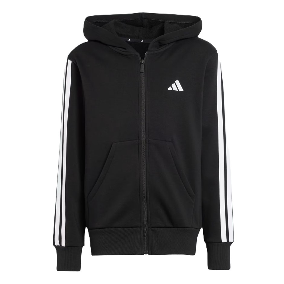 ADIDAS Kids' Unisex 3S Fleece Zip Hoodie, Size AU 15-16Y, Black/White, JD64