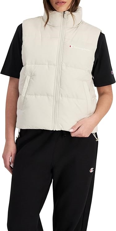 CHAMPION Women's Rochester Puffer Vest, Size S, Smoked Sand (QOF), CTN8N. R