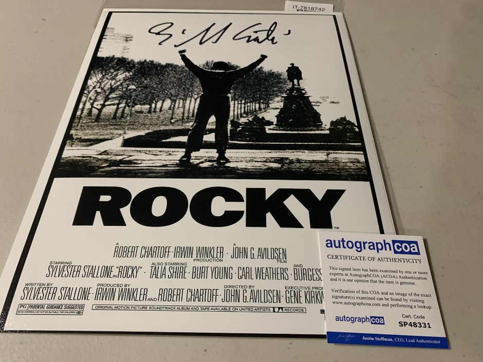 <p>Signed Rocky Movie memorabilia - ACOA HOLO AND Certificate of authentici