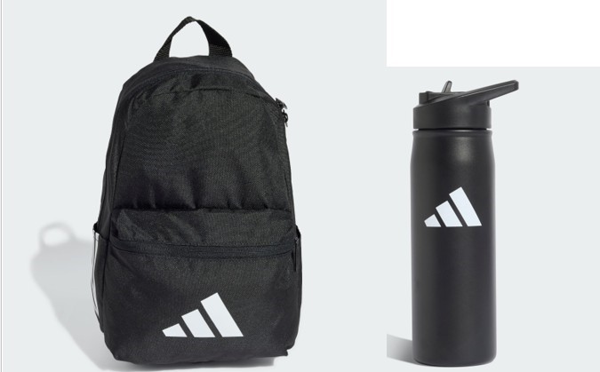 Adidas Bars Mini Backpack & Adidas Metal Bottle Straw 0.6L Black
