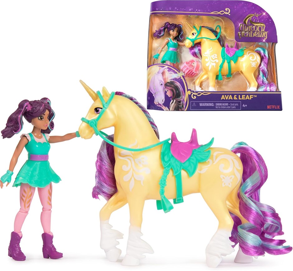 UNICORN ACADEMY va & Leaf Set with 2 Riding Accessories & Hair Styling Tool