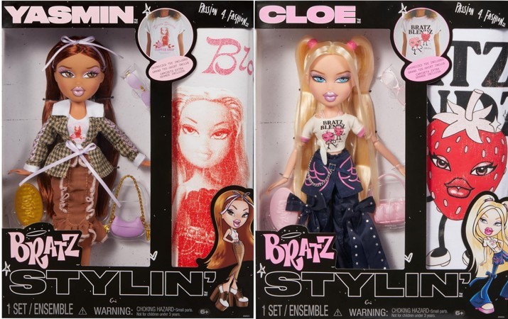 PACK OF BRATZ DOLLS - 1 X Bratz Stylin' Yasmin & Bratz Stylin' Cloe.