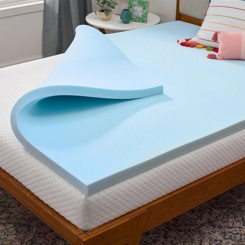 LINENSPA 2 Inch Gel Infused Memory Foam Mattress Topper, King. NB: Damaged