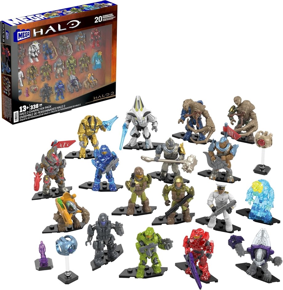 2 X MEGA Brick Halo Action Figures Building Toys Set, Character Pack with 3