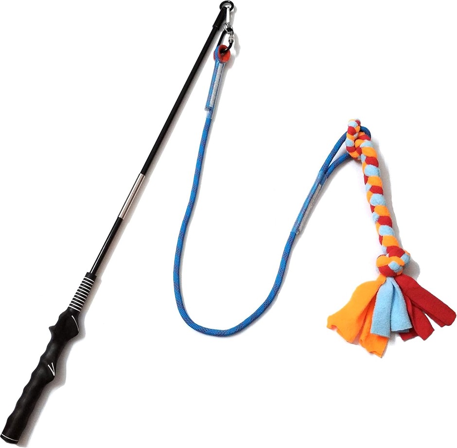 3 X DEWONCH Interactive Flirt Pole Toy for Dogs Chase and Tug of War
